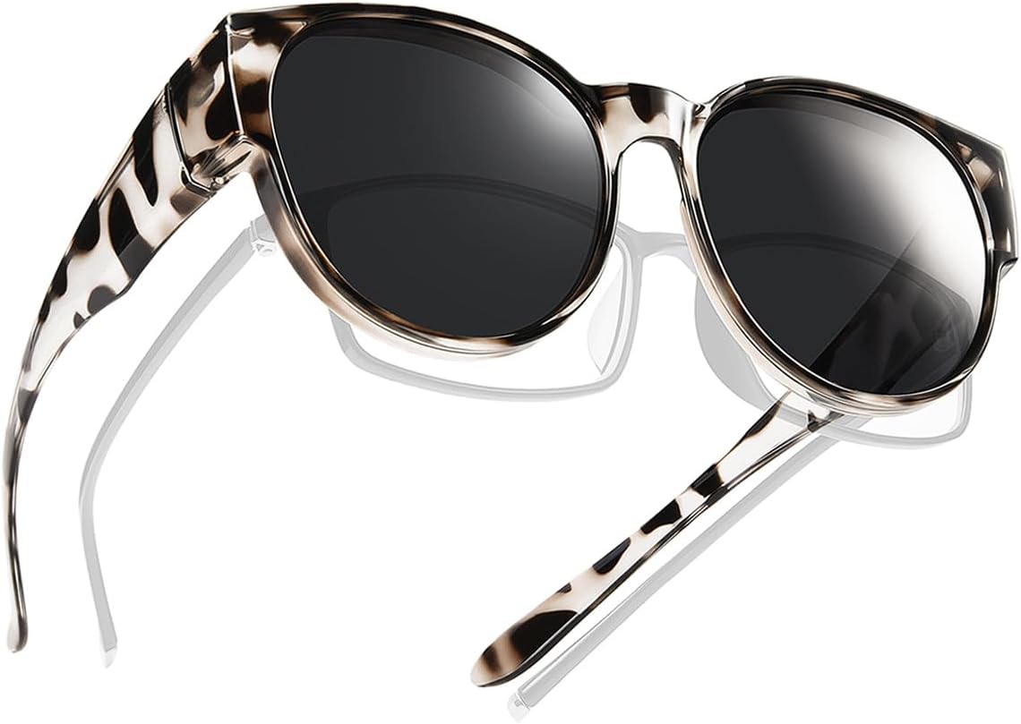 

Поляризованные солнцезащитные очки для женщин и мужчин, предназначенные для вождения, с защитой от УФ-излучения UV400, оправа «кошачий глаз» TINHAO, Grey Leopard Frame/Black Lens