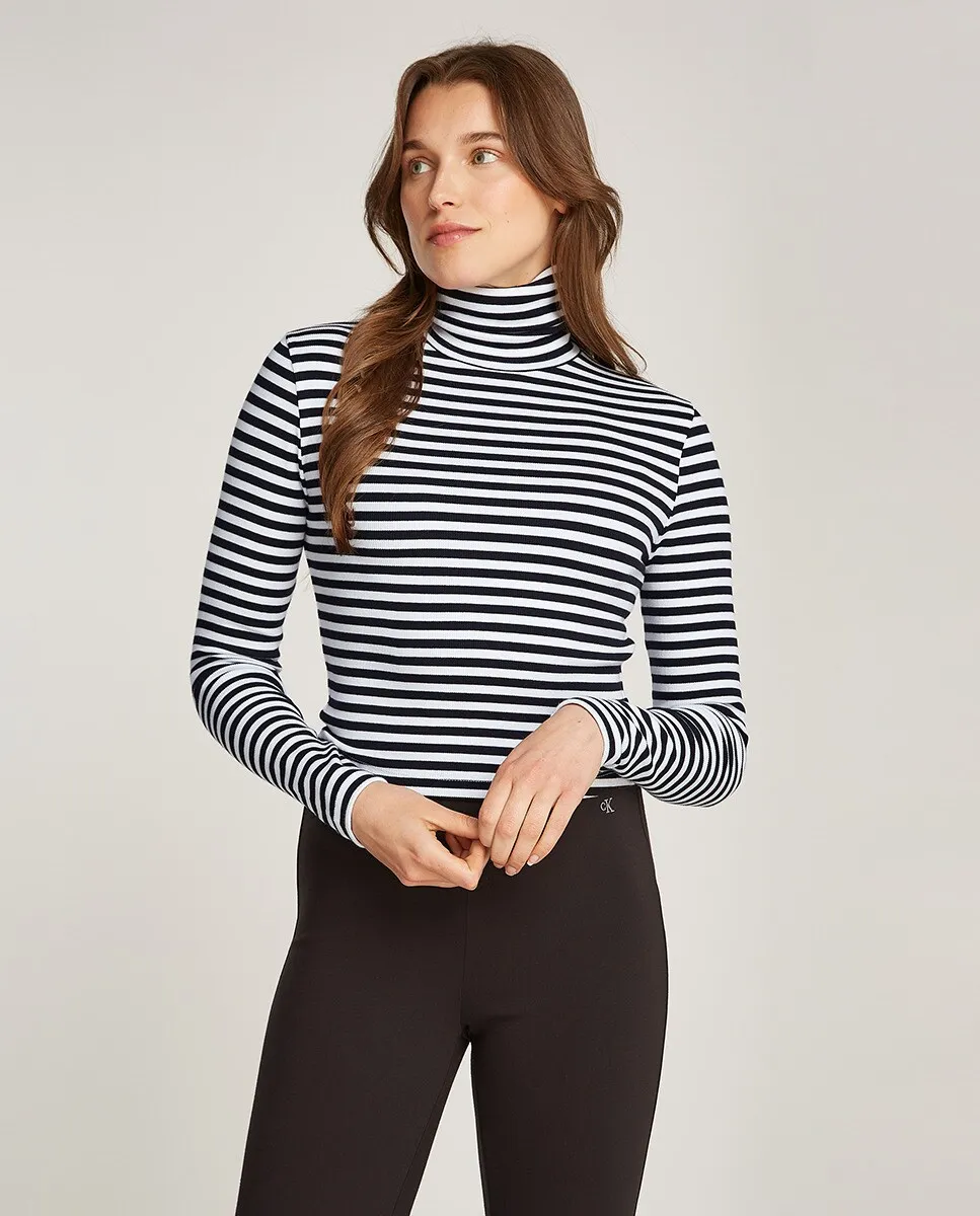 

Женский топ приталенного кроя с подвернутым воротником Calvin Klein Jeans, черный