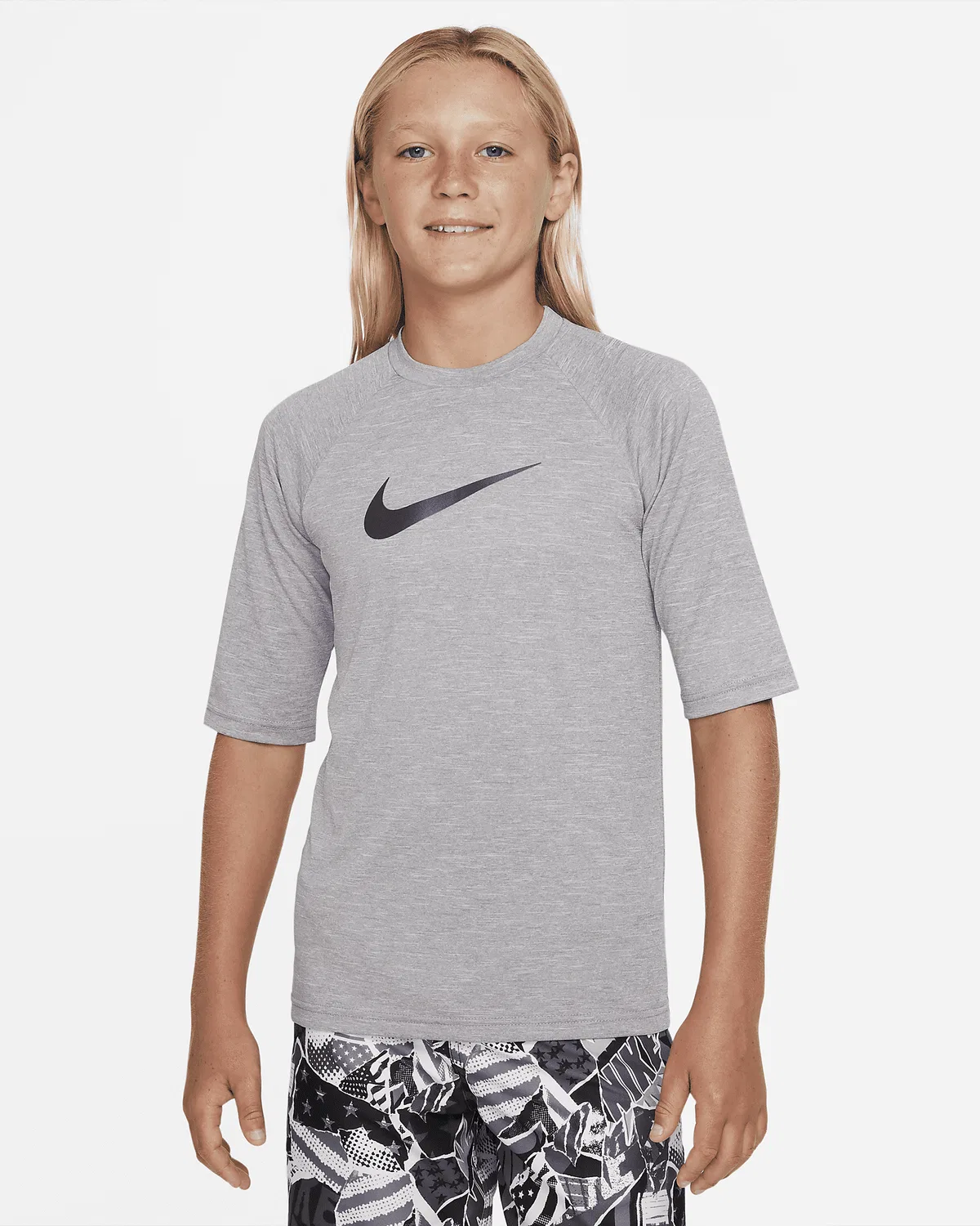 Детская футболка Nike Swim Hydroguard Essential Dri-FIT UV с коротким рукавом, Particle Grey