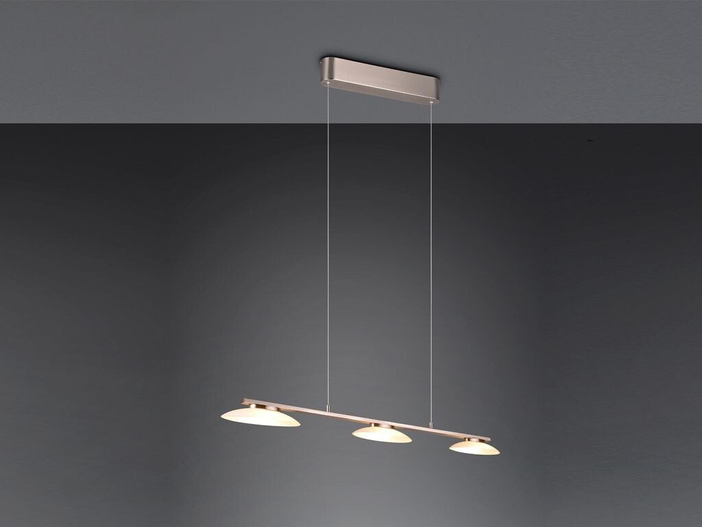 

Подвесной светильник Trio Merten, LED, 9Вт, 3 x 950лм, 3000К, никель-белый (343610307)