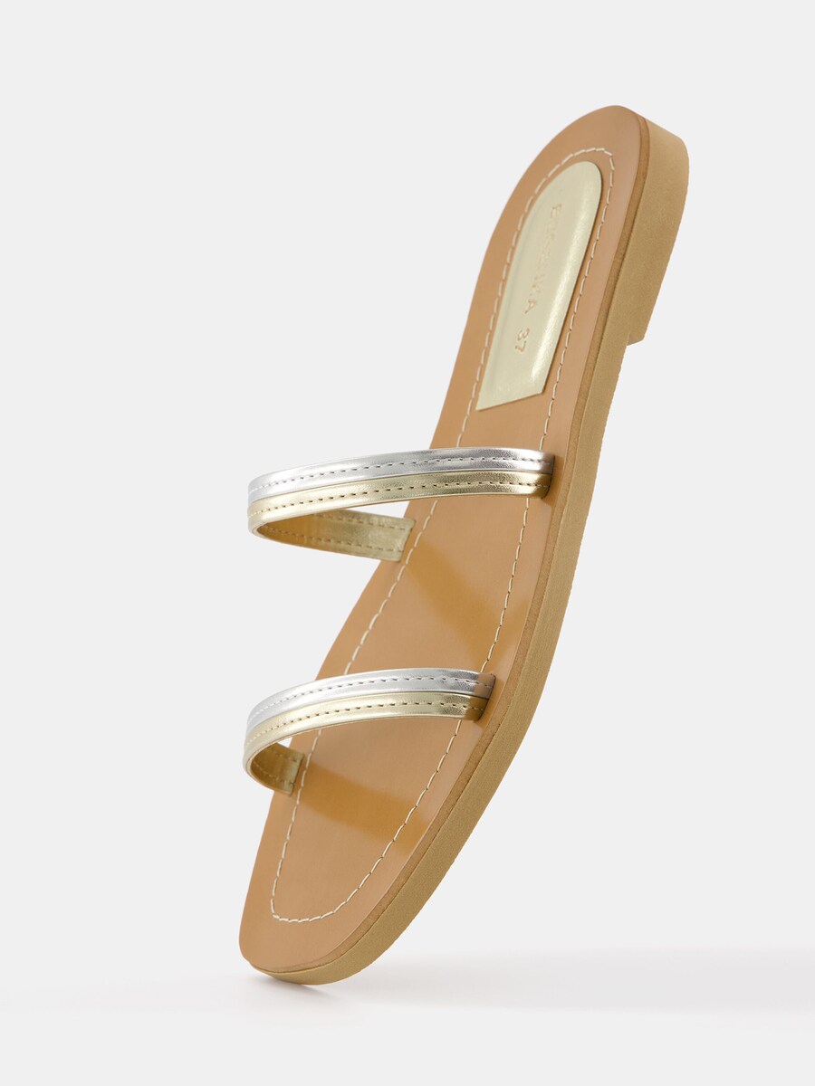 Классические слипоны Bershka Mules, цвет gold/silver — фото 3