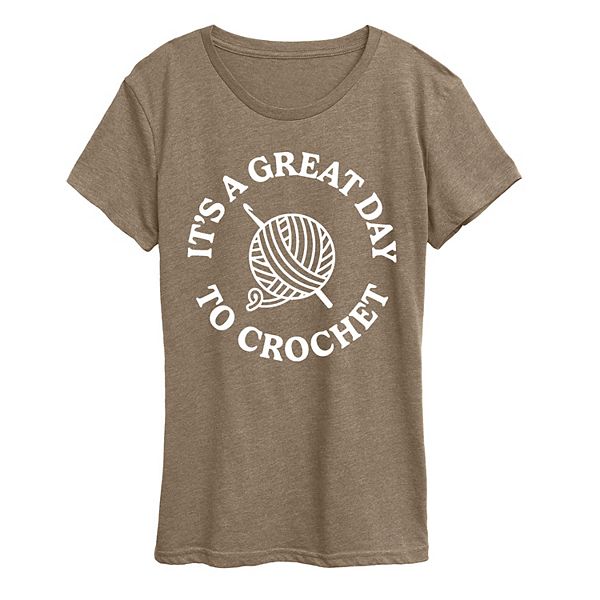 

Футболка с принтом Women's it's a great day to crochet Licensed Character, Heather Mocha