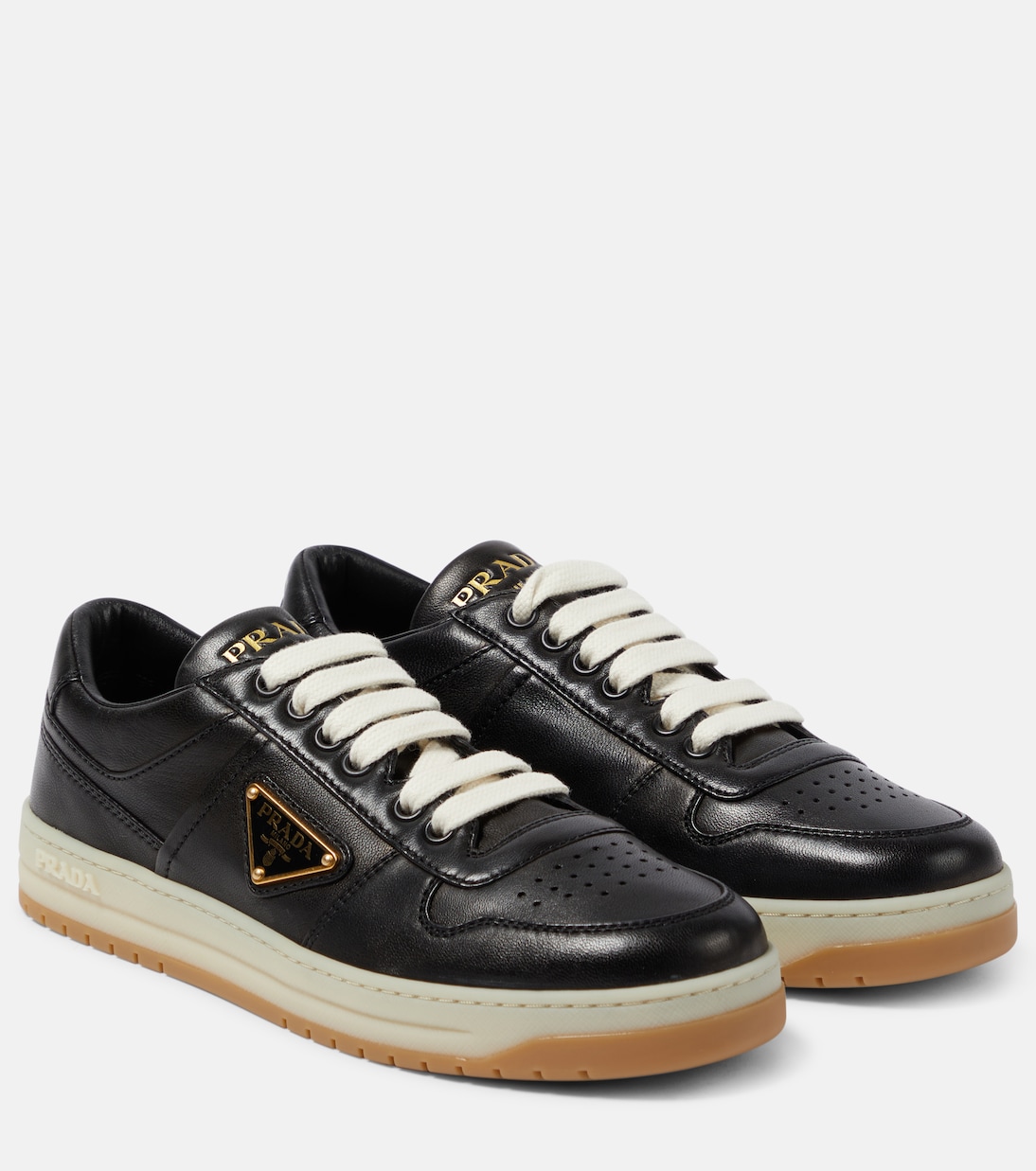 Кожаные кроссовки Downtown на низком ходу Prada, Nero 1