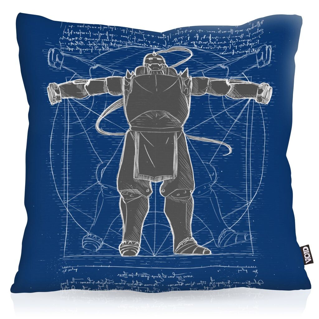 

VOID Vitruvian Alfred чехол на подушку чехол из полиэстера водонепроницаемый уличный алхимик аниме манга Япония полностью металлический, размер подушки: 60 x 60 см, цвет подушки: синий