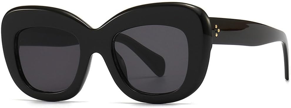 

Модные ретро-солнцезащитные очки большого размера для женщин и мужчин, модель «кошачий глаз», роскошные, с заклепками, модные женские очки с защитой от УФ-излучения UV400 TKKTLLT, Black Gray