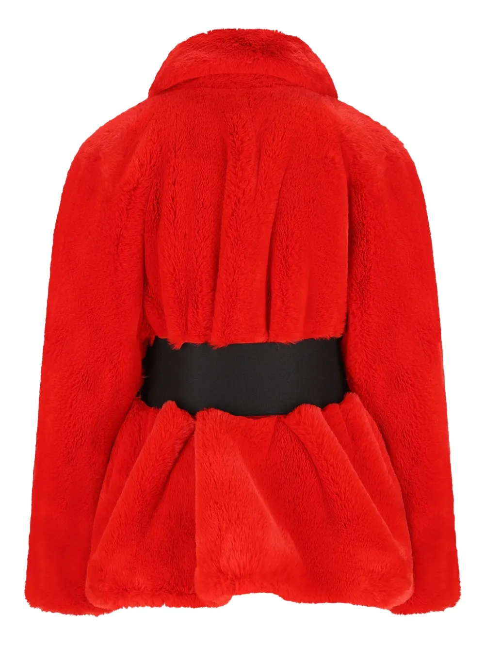 Куртка из искусственного меха с поясом Balenciaga, красный — фото 2