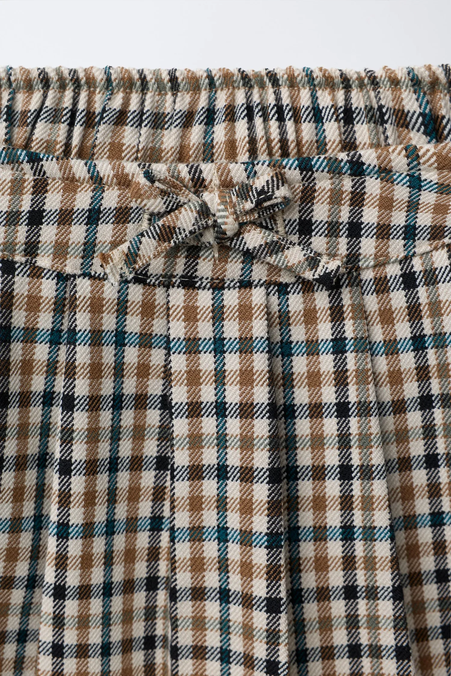 Плиссированная клетчатая юбка-бермуды Zara, коричневый — фото 3
