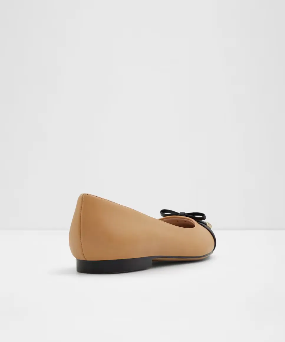 Женские кожаные балетки с круглым носком Aldo, бежевый — фото 2