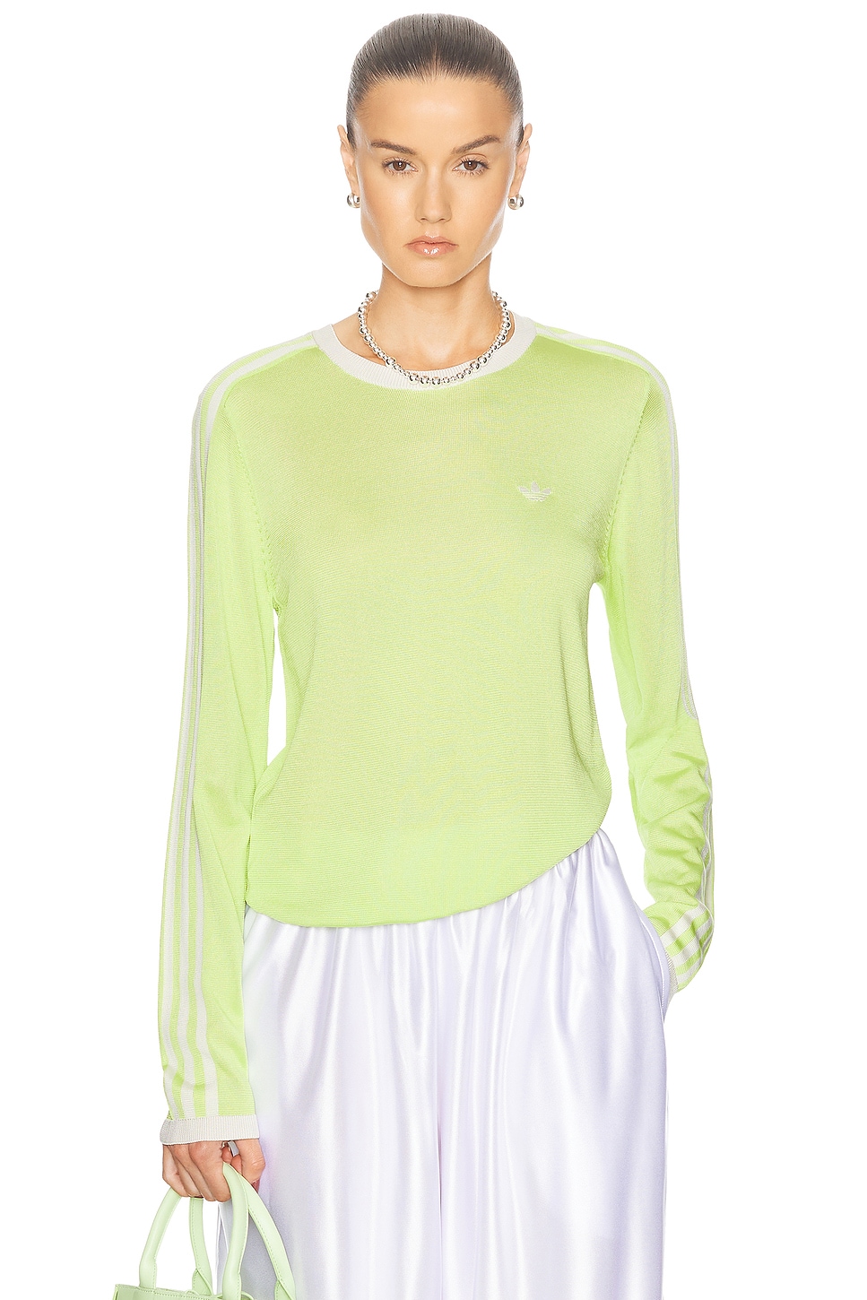 

Вязаная футболка с длинными рукавами adidas by Wales Bonner, цвет Semi Frozen Yellow & Chalk White