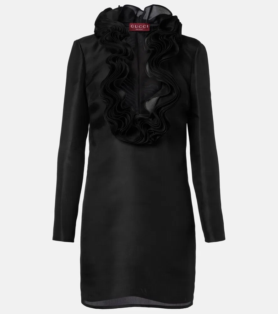 Платье мини Gucci классическое, из натурального шелка, черный