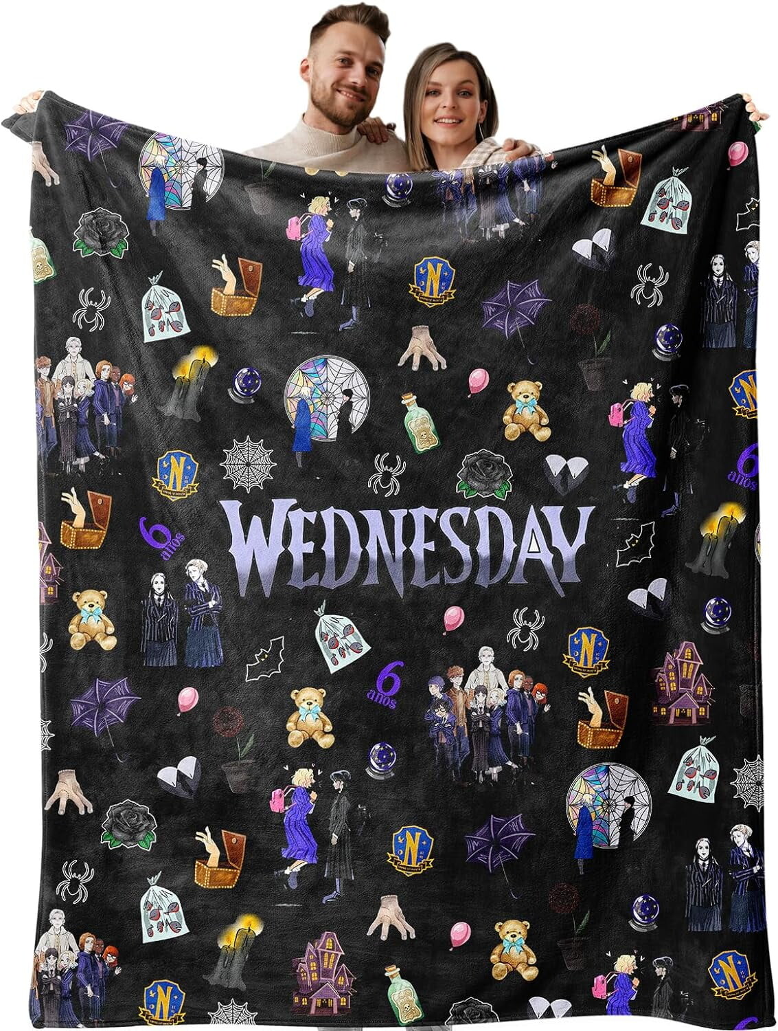 

Одеяло Sebkq Wednesday Addams, черный