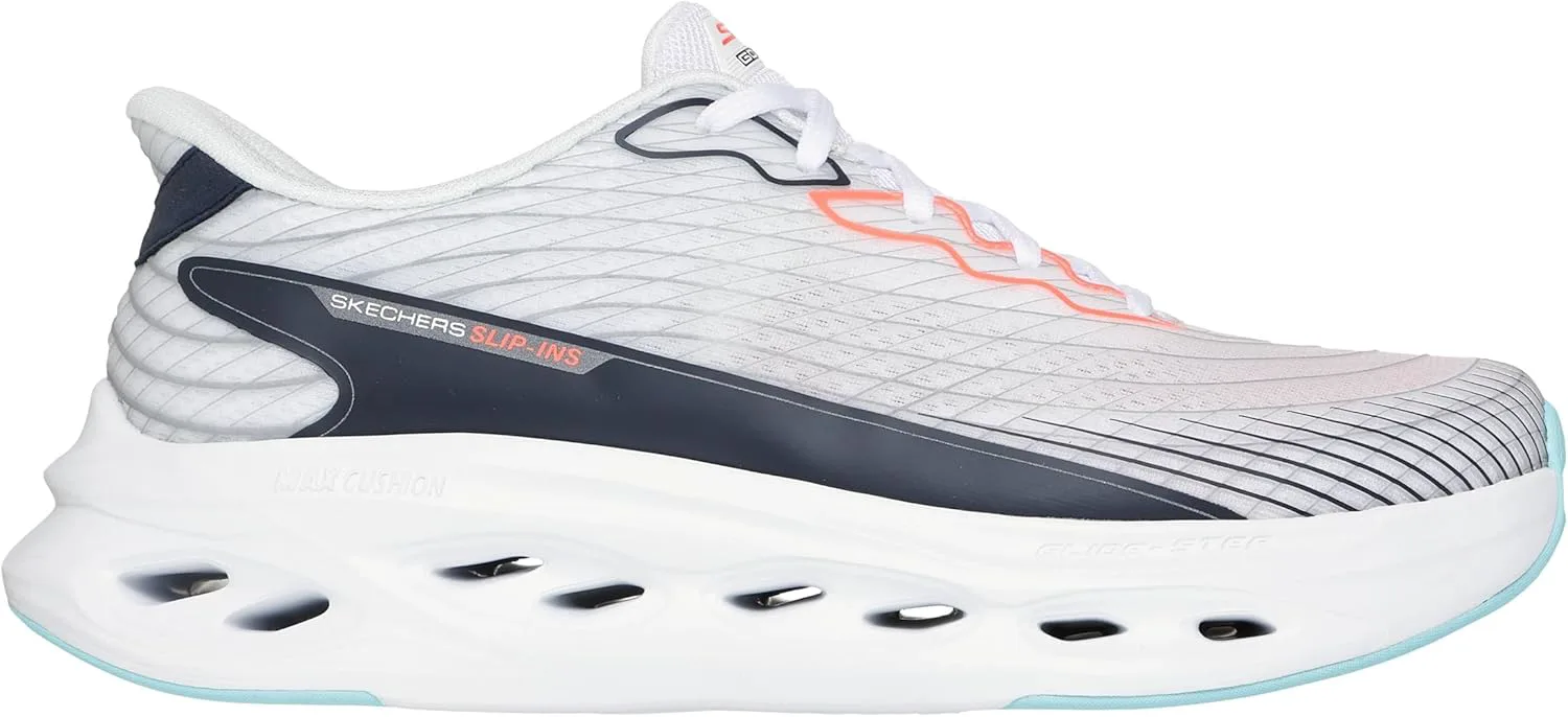Мужские кроссовки Skechers Max Cushioning Glide Step Sapphire без шнурков, белый/мультиколор
