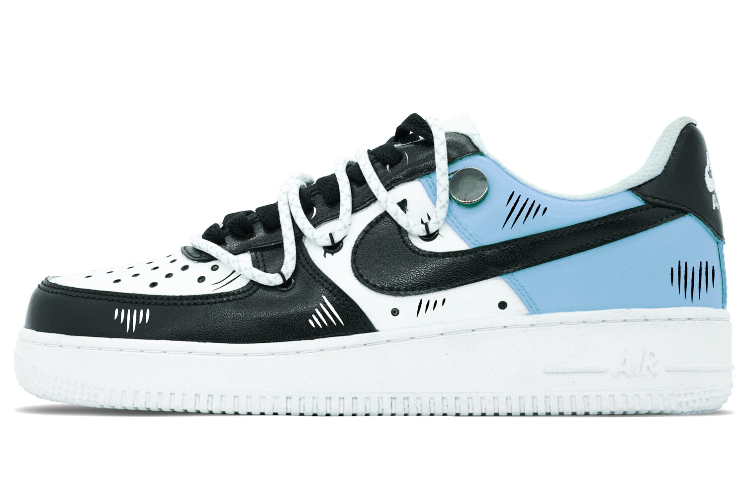 

Кроссовки для скейтбординга Air Force 1 мужские с низким верхом белого/черного/синего цвета Nike, Черный, Кроссовки для скейтбординга Air Force 1 мужские с низким верхом белого/черного/синего цвета Nike