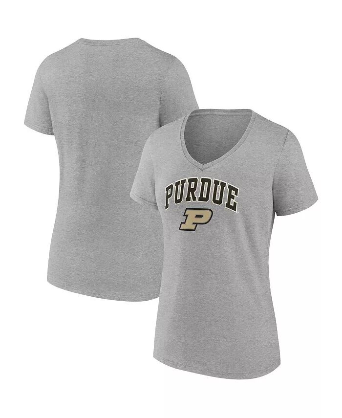 

Женская футболка Heather Grey Purdue Boilermakers Evergreen Campus с V-образным вырезом Fanatics