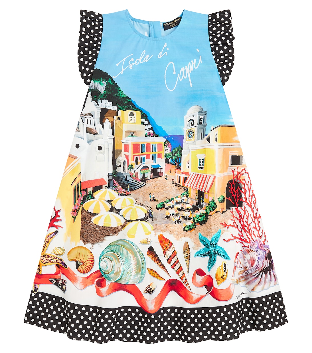 

Платье-капри из хлопкового поплина с принтом Dolce&Gabbana Kids, Piazzetta Capri