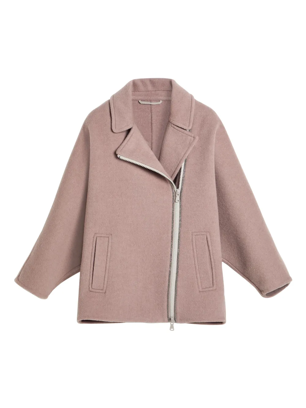 

Шерстяная байкерская куртка на молнии Brunello Cucinelli Kids, розовый