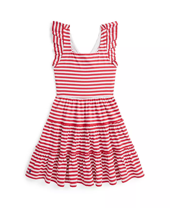 

Платье из джерси с рюшами и полосками для девочек постарше Big Girls Polo Ralph Lauren, мультиколор