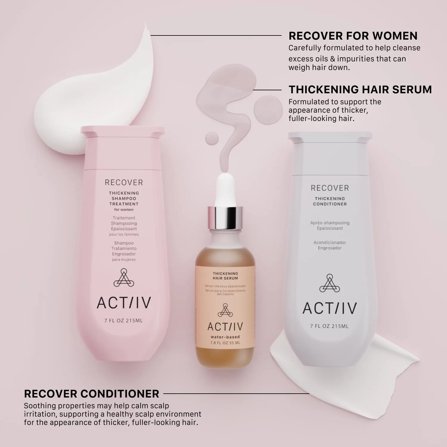 ACTIIV Ultimate Power Trio для женщин: усиливает объем, укрепляет, успокаивает кожу головы, включает шампунь, кондиционер и сыворотку, Vegan, Color-Safe, для всех типов волос — фото 4