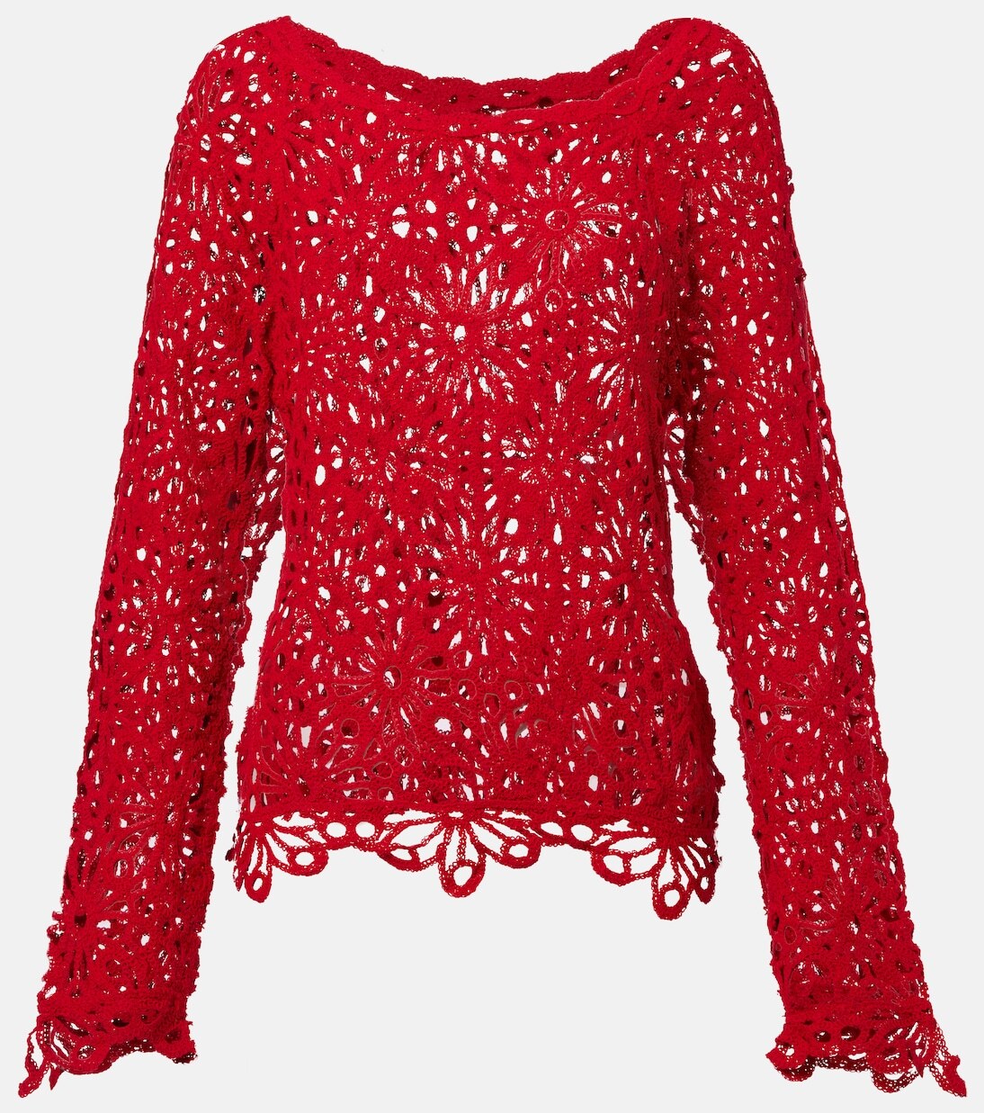 

Свитер ажурной вязки из смесового хлопка Norma Kamali, Tiger Red