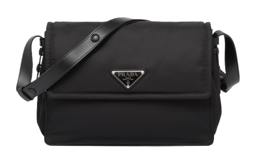 PRADA Сумка-мессенджер Re Nylon Re Nylon Recycled Nylon с кожаными деталями, кроссбоди, через плечо, средний размер, женская, черная — фото 2