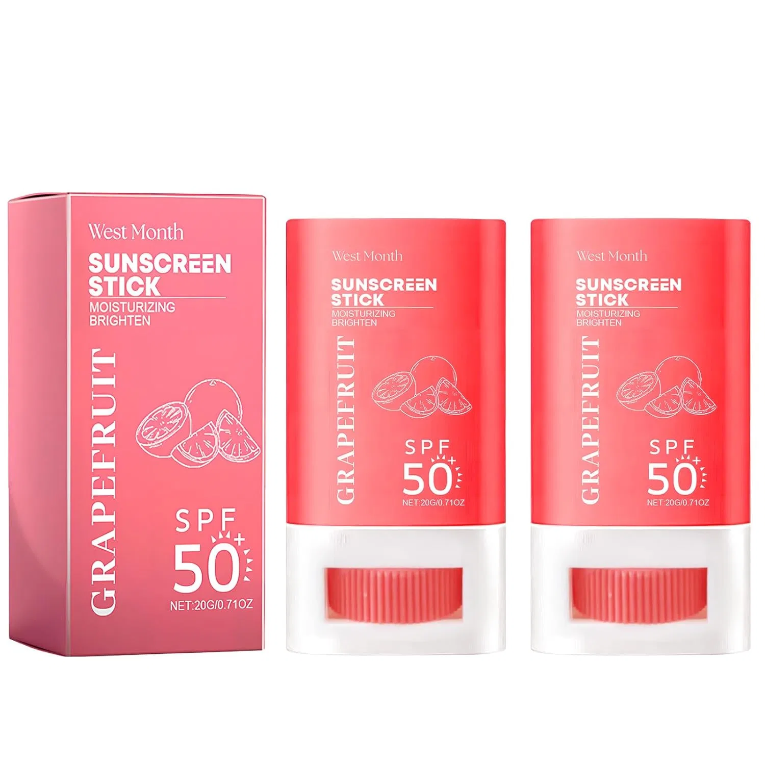 Солнцезащитный стик для лица SPF 50, 2 шт. Meanju, Grapefruit-2 Stück