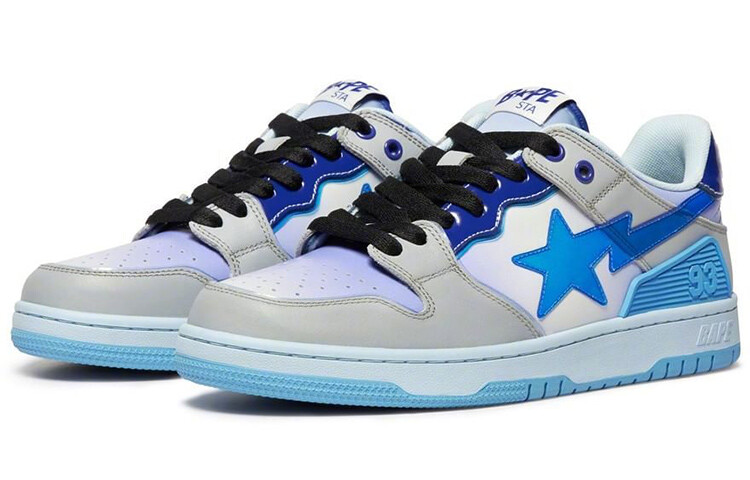 SK8 Стильные женские низкие кроссовки для скейтбординга синего цвета A Bathing Ape — фото 3