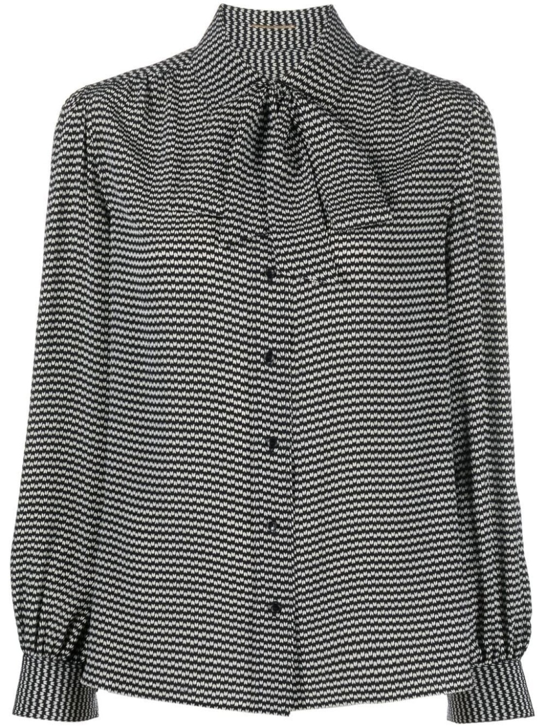 

Saint Laurent рубашка с бантом и геометричным принтом, черный