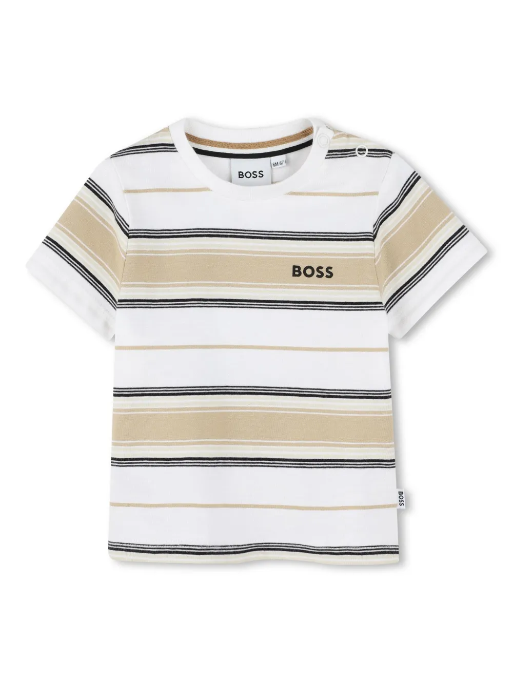 

Полосатая футболка с логотипом BOSS Kidswear, белый