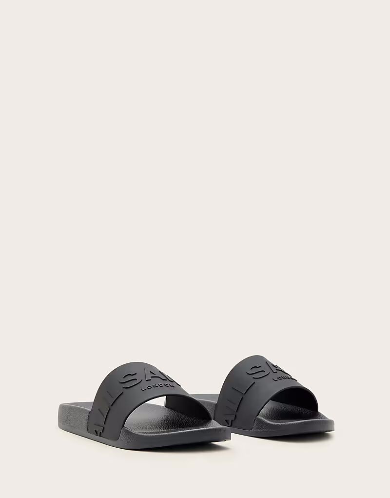

Черные резиновые слайдеры AllSaints Biggy с тональным логотипом