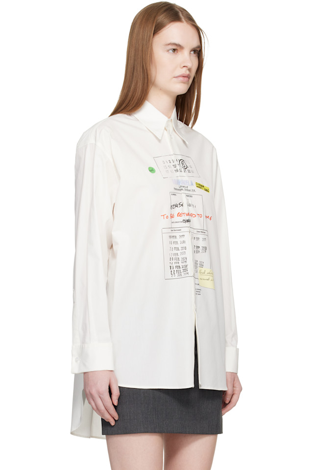 Mm6 Maison Margiela Рубашка из хлопкового поплина цвета слоновой кости — фото 2
