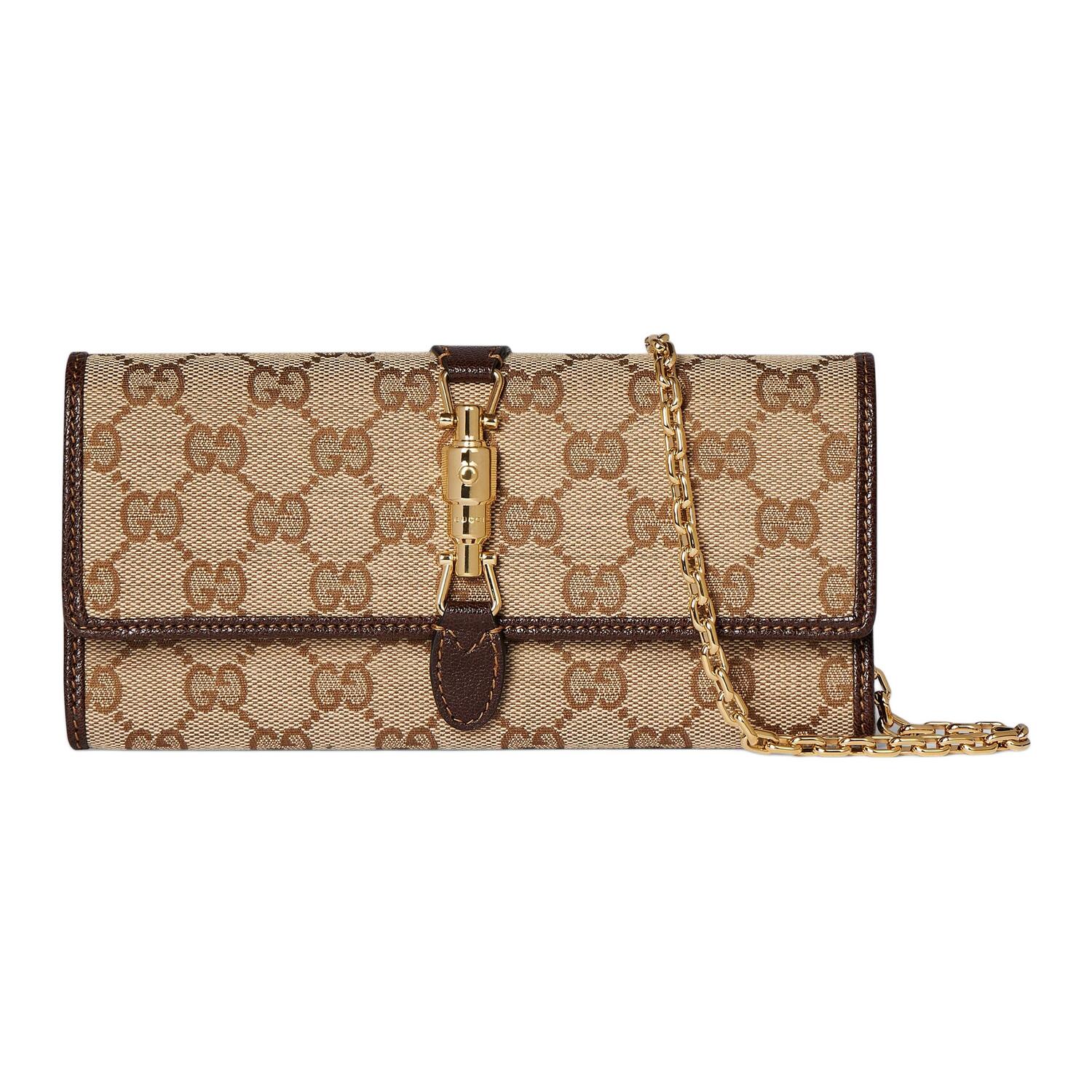 

GUCCI Сумка через плечо Jackie Canvas With Leather, Crossbody, Sand & Dark Brown