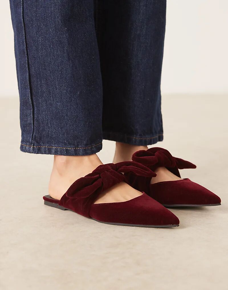 Мюли ASOS DESIGN с бантом Lunar из бордового бархата