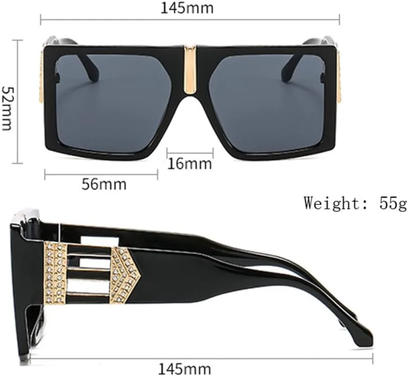 

Квадратные солнцезащитные очки 2026 для мужчин и женщин, с градиентными линзами, оправой из металлического сплава и декоративными элементами MTZJH, One Color