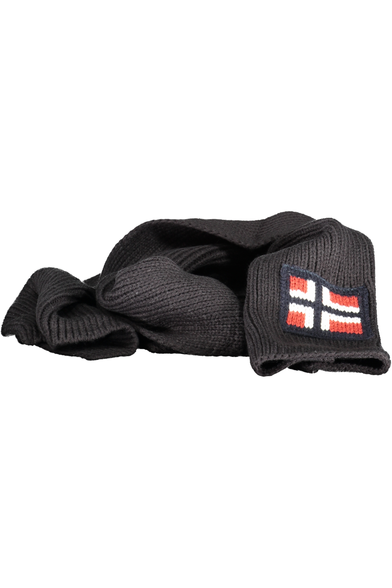 

Мужской шарф Norway 1963 вязаный с логотипом, черный