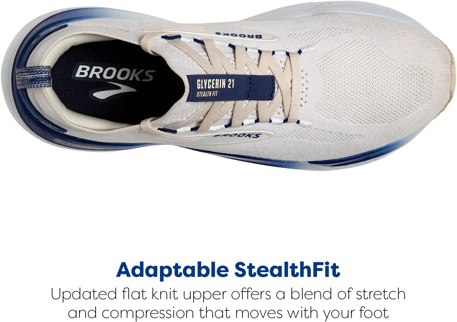 Мужские кроссовки Brooks Glycerin Stealthfit 21 нейтральные для бега, белый/синий — фото 4