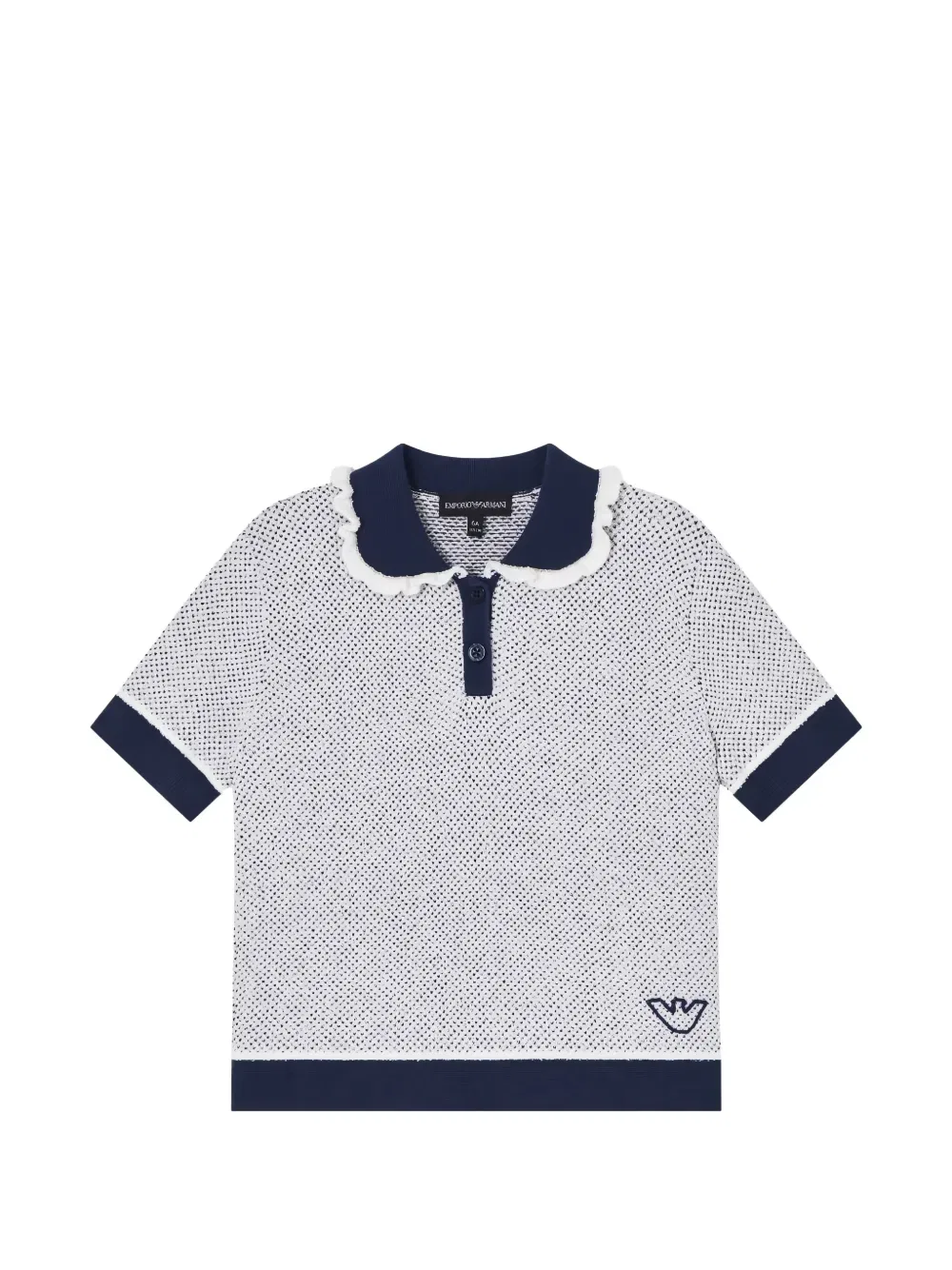 Рубашка-поло с оборками Emporio Armani Kids, белый