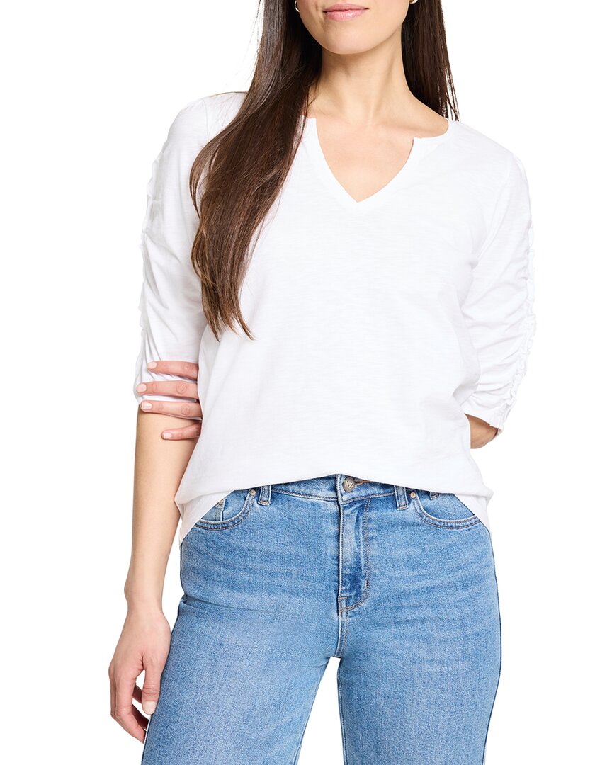 

NIC+ZOE футболка с разрезом на горловине и рукавами 3/4 с защипами Nic + Zoe, белый