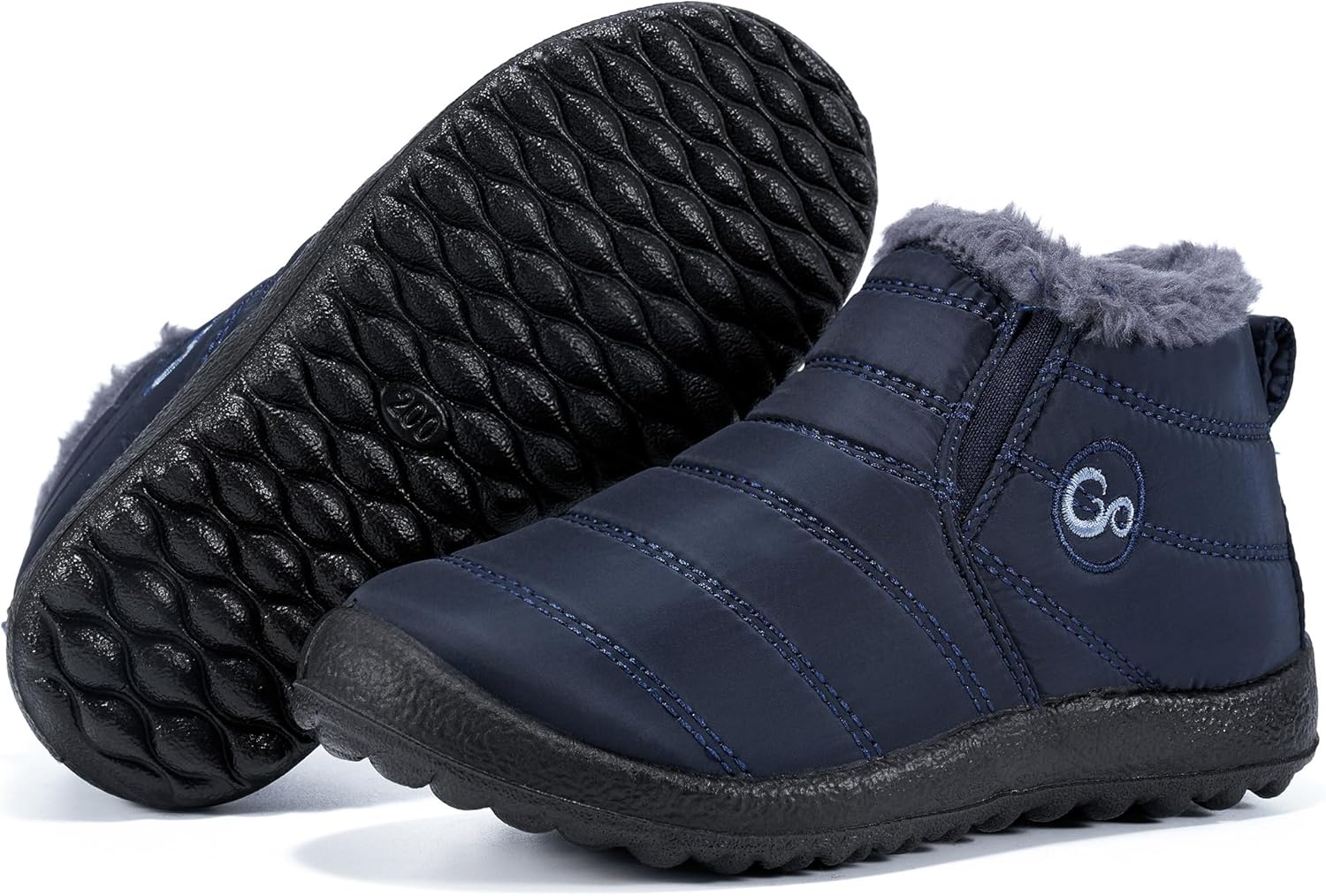 

Зимние ботинки для мальчиков и девочек: теплые детские ботинки с меховой подкладкой, противоскользящие, водонепроницаемые, на резинке, удобные для прогулок на улице Atoshopce, Blue