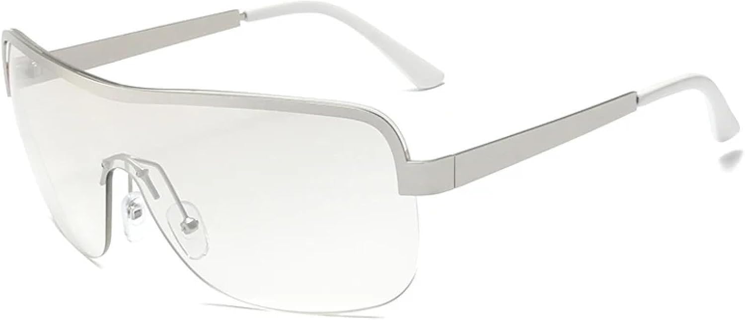 

Модные солнцезащитные очки в полуободковой оправе для женщин и мужчин, для активного отдыха и путешествий, большие, цельные, стильные, с защитой от УФ-излучения UV400 TKKTLLT, Silver Silver