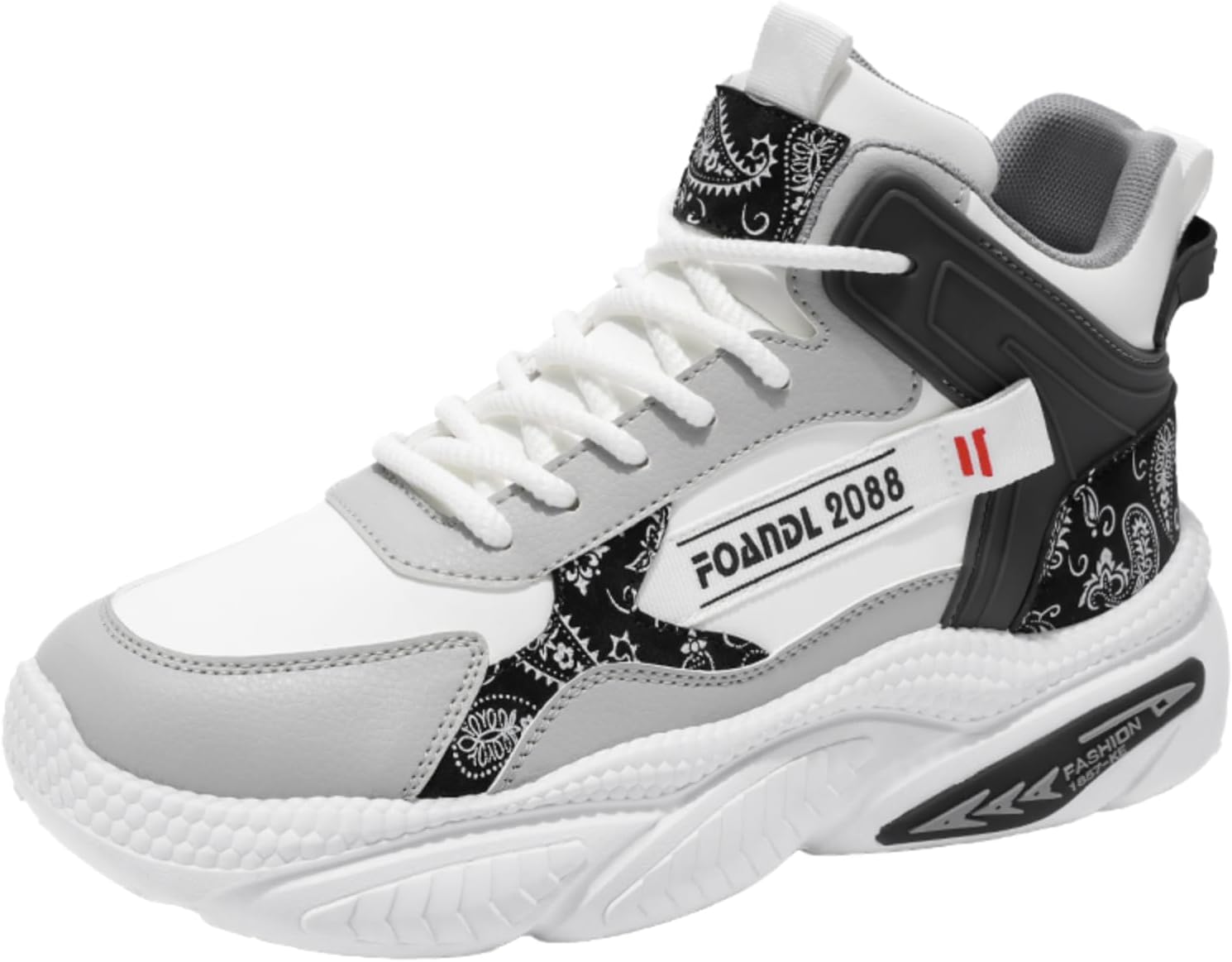 

Мужские высокие кроссовки хаки и белые с узором пейсли, стильная ретро-спортивная обувь с уникальными акцентами Aokisx