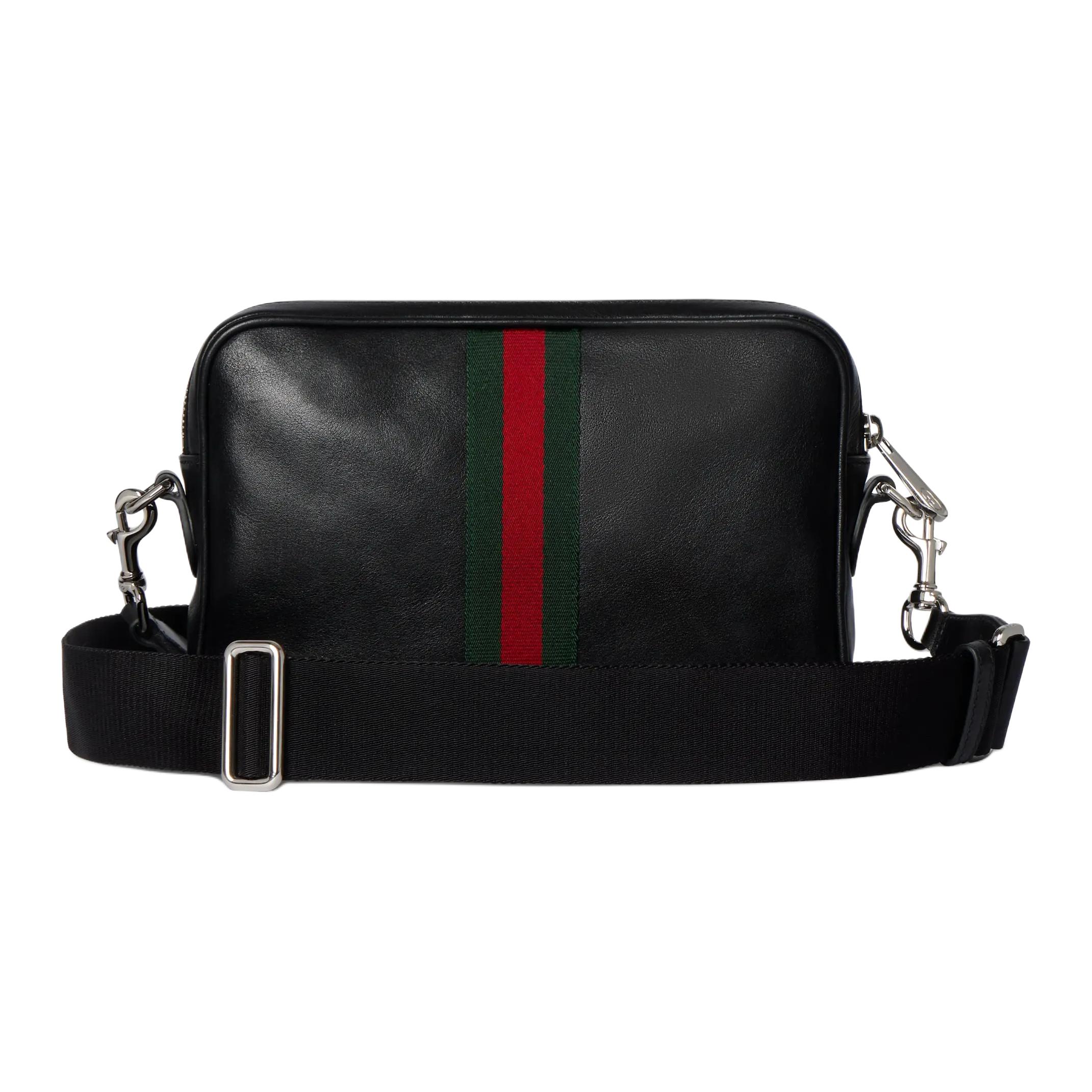 GUCCI Кроссбоди WebTrademark из мягкой кожи, маленький, унисекс, черный — фото 2