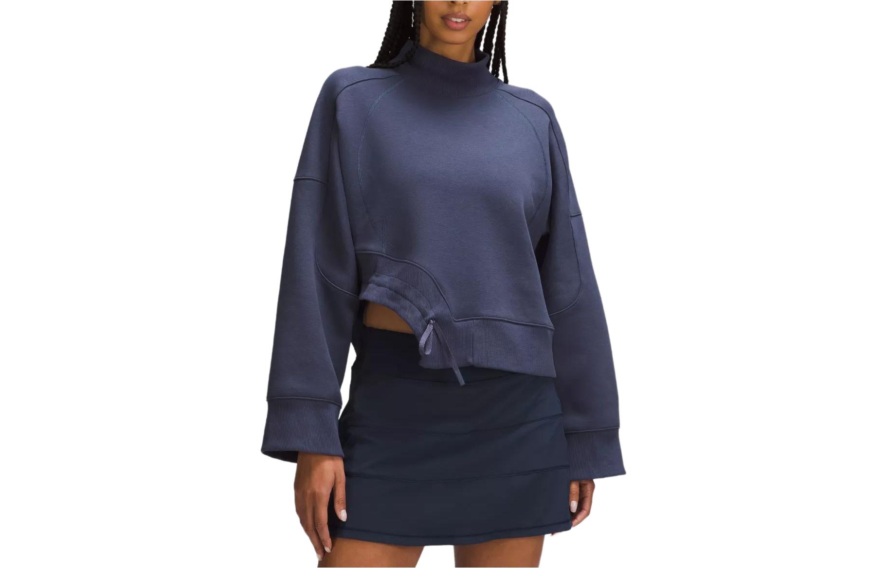 

Флисовая толстовка с закругленным низом Lululemon, серебристо-голубая/серебристо-голубая