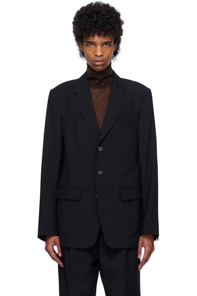 

Черный шерстяной твиловый блейзер Dries Van Noten