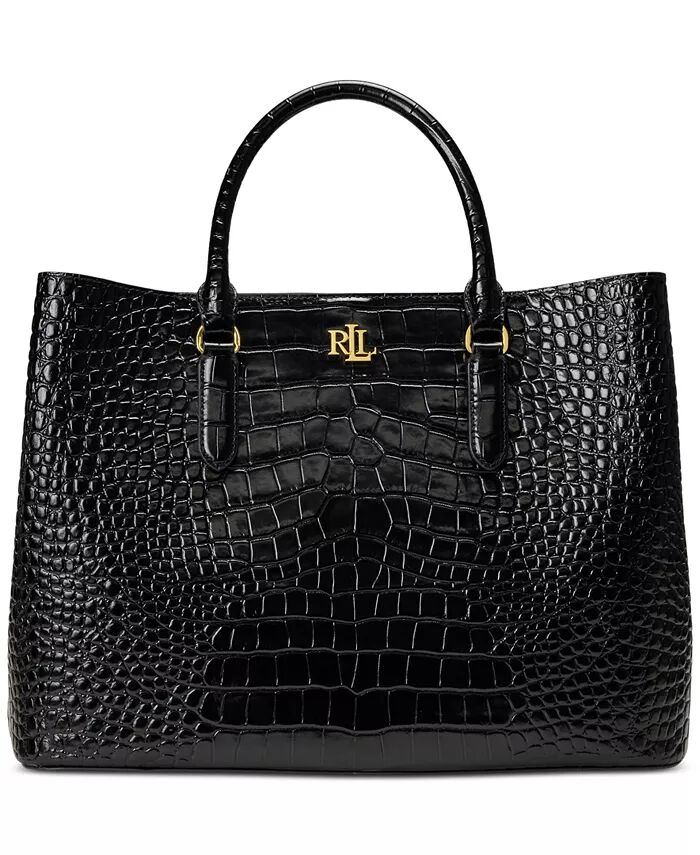 

Сумка-портфель Marcy Large из тисненой кожи Lauren Ralph Lauren, черный