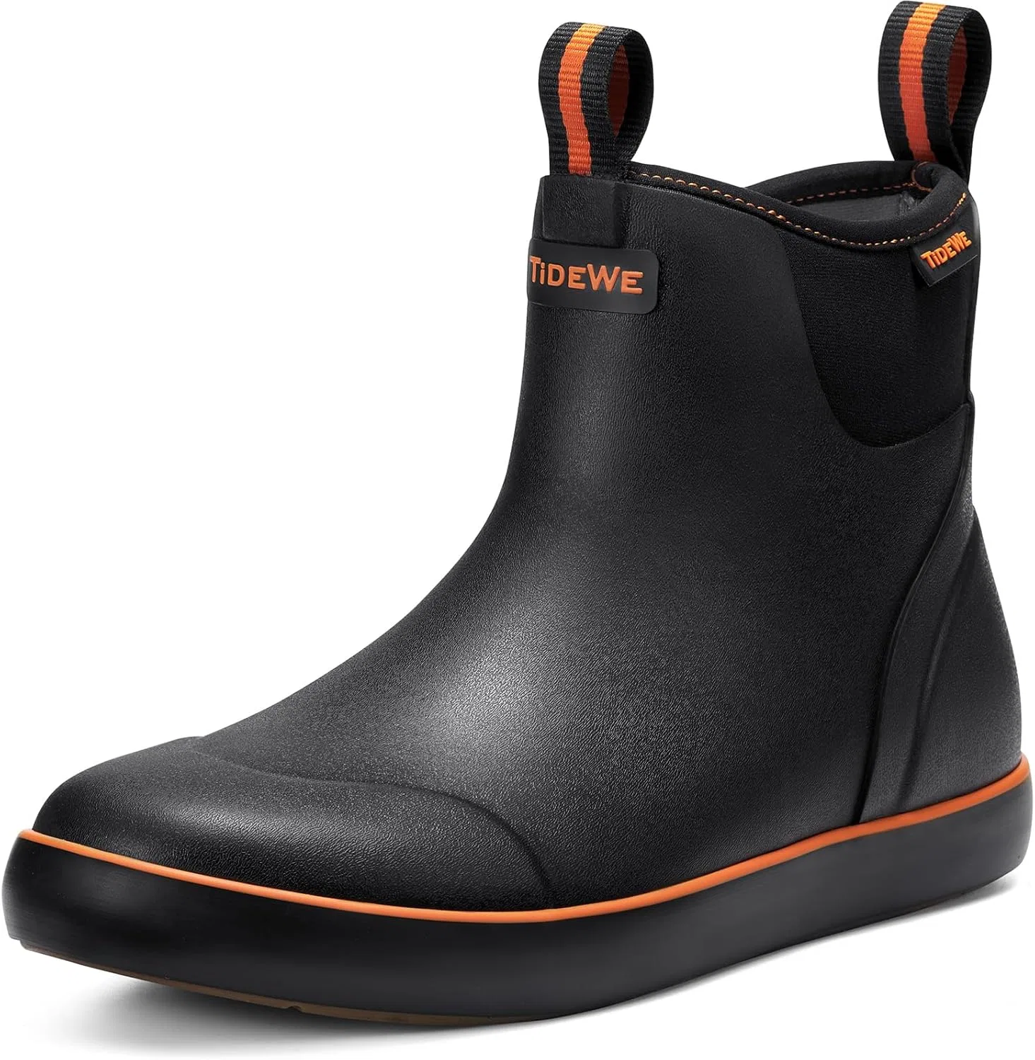 Водонепроницаемые рыболовные ботинки TIDEWE Deck Boots для мужчин, неопреновые резиновые ботинки без шнурков для катания на лодке (черно-оранжевые, светло-серые и бежевые, размер 7-8)