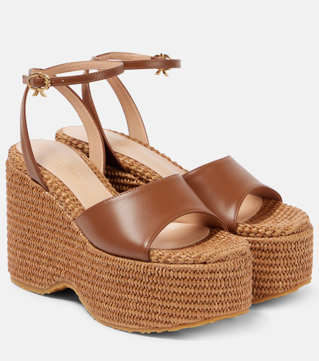 Кожаные эспадрильи на платформе Gianvito Rossi, Cuoio+Cuoio