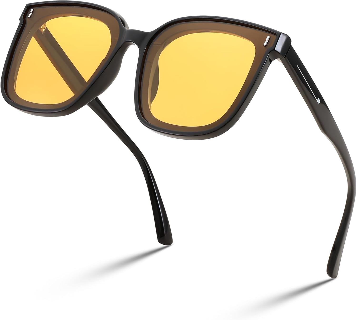 

FEISEDY Женские большие винтажные поляризованные солнцезащитные очки квадратной формы, милые, модные, классические, простые, мужские B2758, 011 Black Frame & Yellow Lens