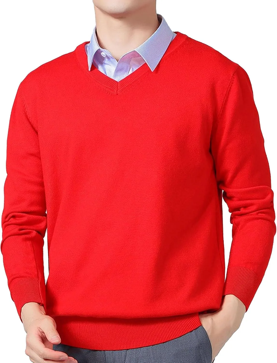 

Мужской вязаный пуловер Maiyifu-GJ с V-образным вырезом