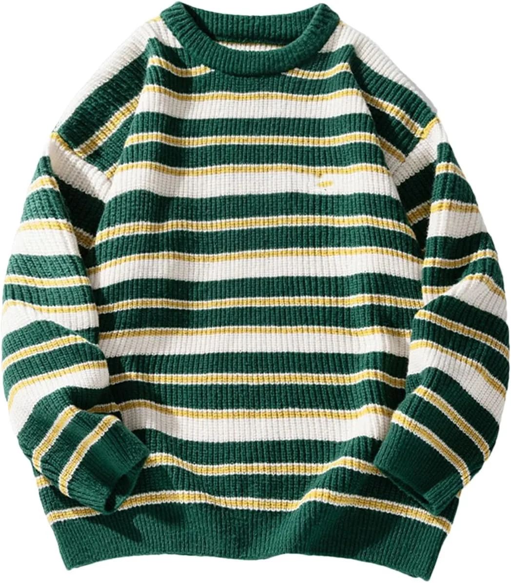 

Мужской свитер в полоску с круглым вырезом Hdhdeueh