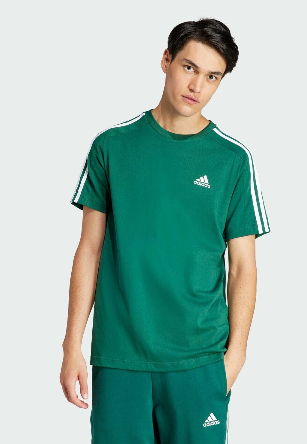 

Футболка с принтом Essentials Single 3 Stripes adidas Sportswear, цвет collegiate green